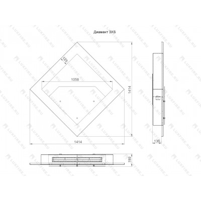 "Настенный биокамин Lux Fire ""Диамант 3"" XS"