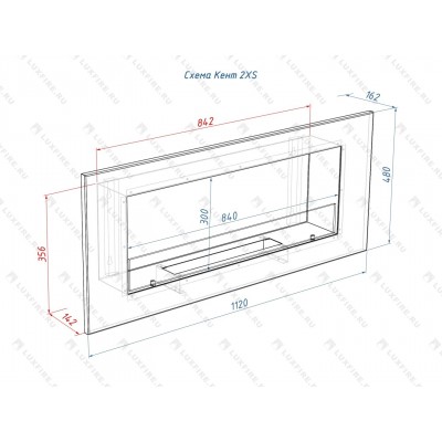 "Настенный биокамин Lux Fire ""Кент 2 Н"" XS"